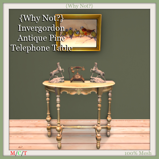 Second Life Marketplace {Why Not?} Invergordon Antique Pine Telephone